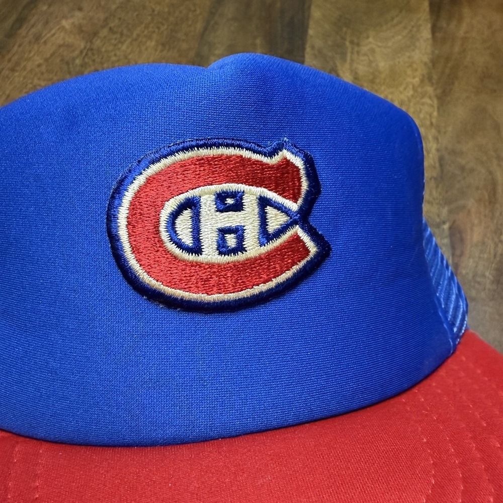 VINTAGE Montreal Canadiens Trucker Hat Cap Snap Back Red Blue  NHL 90s - Picture 3 of 7